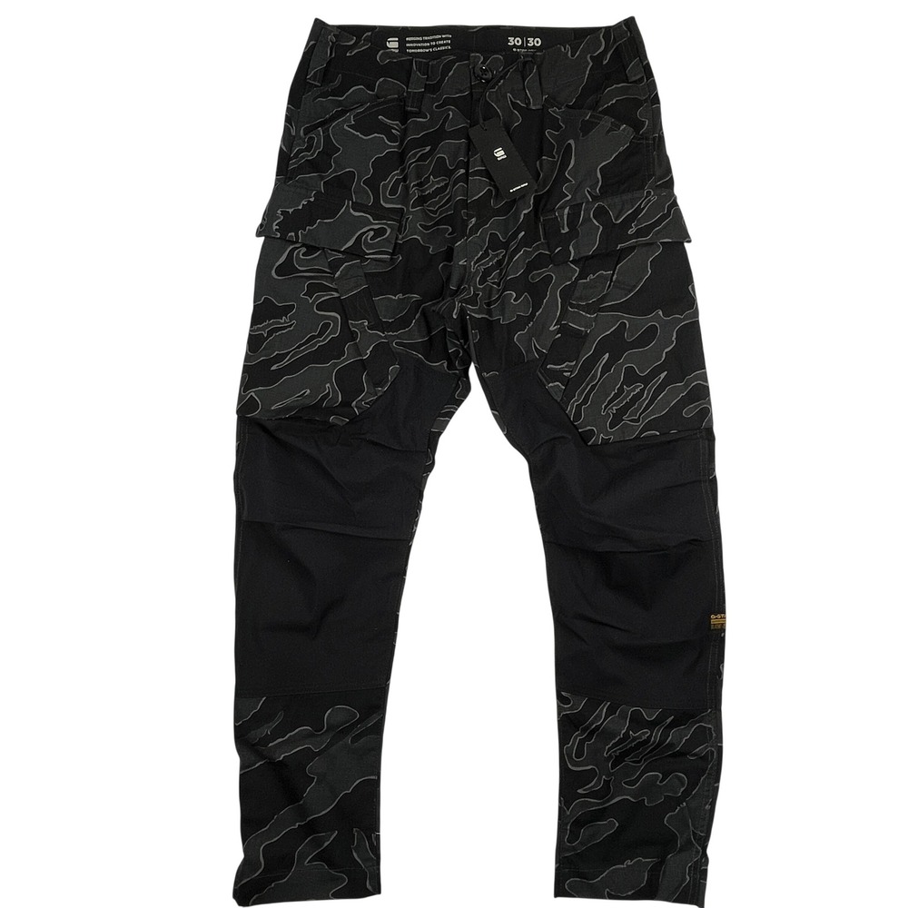 G-Star Raw 3D Regular Tapered Cargo 3.0 Ripstop Pants 30x30 Black Camo NWT Mens